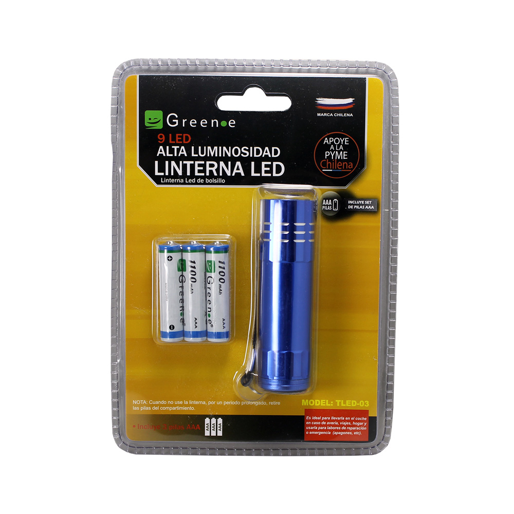 Linterna 9 Led Azul
