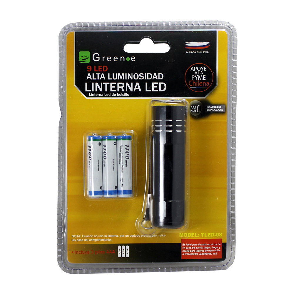 Linterna 9 Led Negra