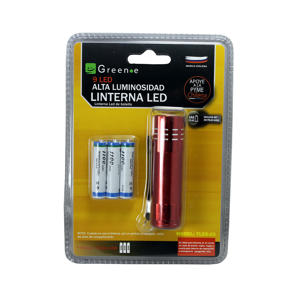 Linterna 9 Led Roja