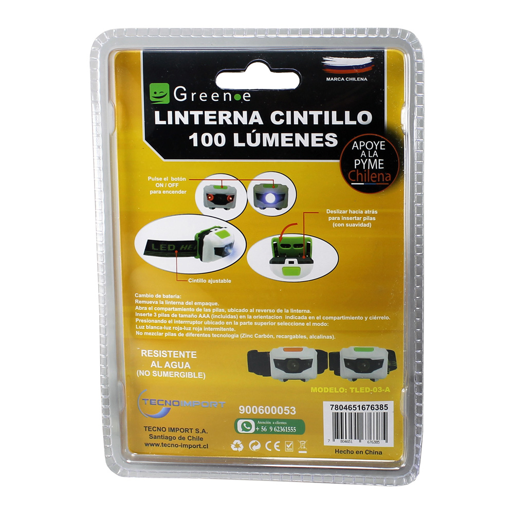 Linterna Cintillo Led 100 L&uacute;menes