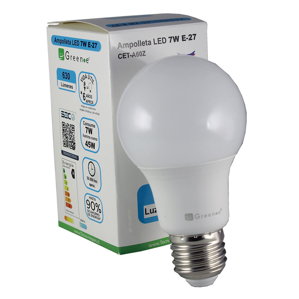 Ampolleta Led 7w E27. Luz Fr&iacute;a