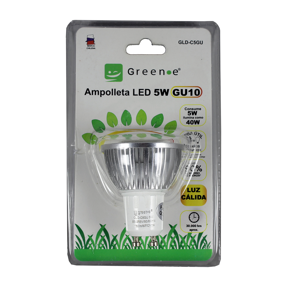 Ampolleta Led 5w GU10. Luz C&aacute;lida