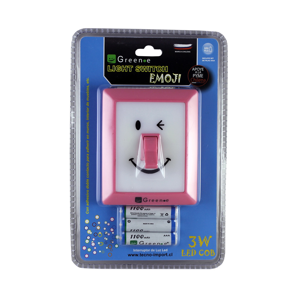 Luz Led Con Interruptor de 3W Emoji Rosada