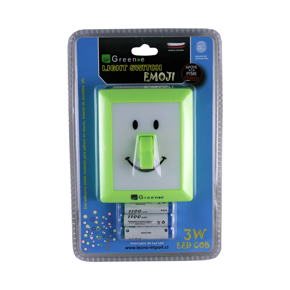 Luz Led Con Interruptor de 3W Emoji Verde