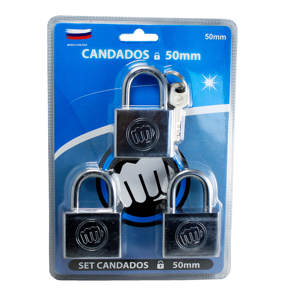 Set Candados Acero 50mm x 3 Unidades
